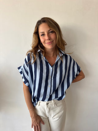 Navy striped tetra top