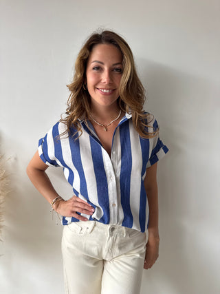 Blue white striped shirt