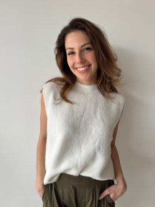 Lace open back white sweater