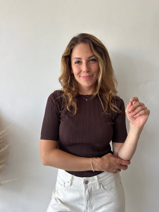 Brown ribbed top