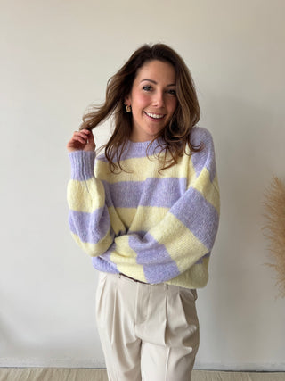 Yellow lila striped knit