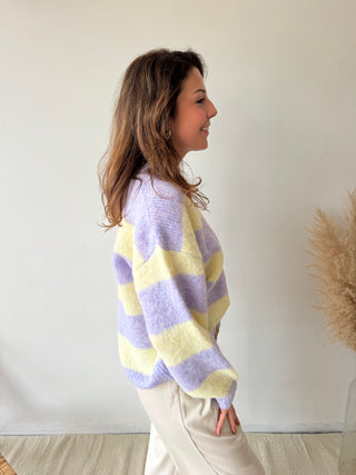 Yellow lila striped knit