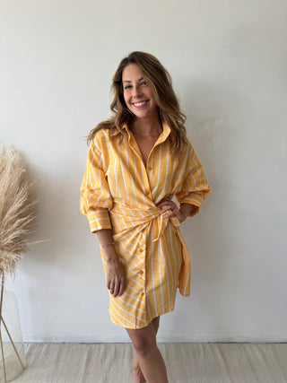 Yellow knot shirt dress