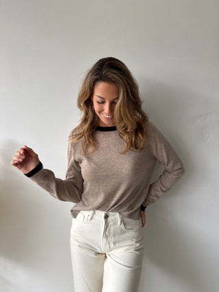 Brown detail taupe longsleeve