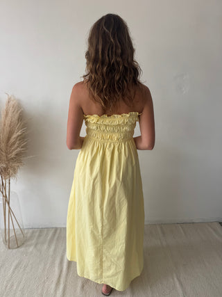 Yellow strapless dress