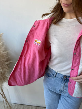 Pink reversible teddy jacket