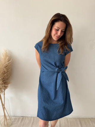Blue denim knot dress