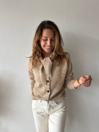 Taupe button scarf knit