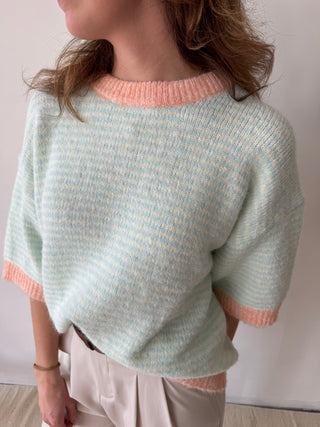 Peach details mint knit