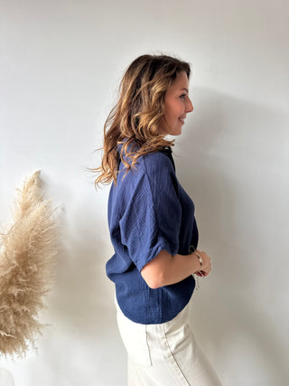 Navy tetra blouse