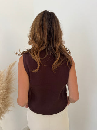 Gold detail brown top