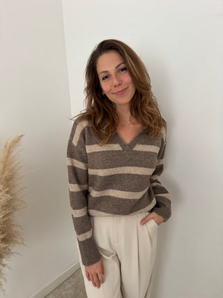 Soft taupe striped knit