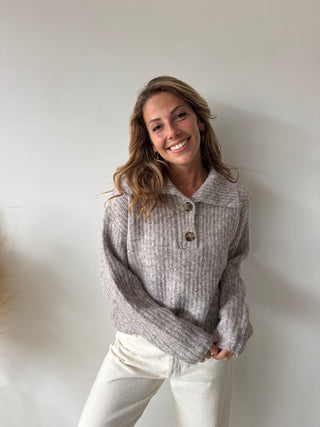 Collar soft taupe knit