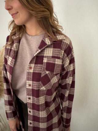 Burgundy checked shirt