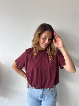 Burgundy elastic top