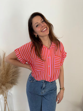 Pink orange fuchsia tetra blouse