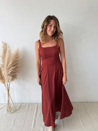 Terracotta flare maxi dress