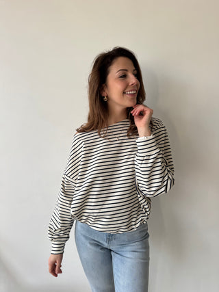 Navy stripes asymmetric top