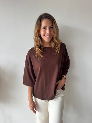Brown knot back t-shirt