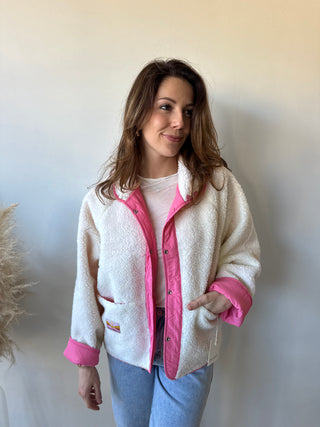 Pink reversible teddy jacket