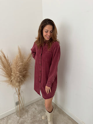 Burgundy denim dress