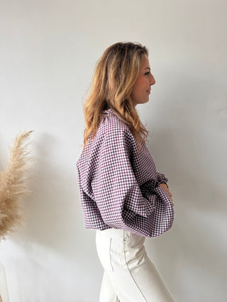 Violet checked blouse