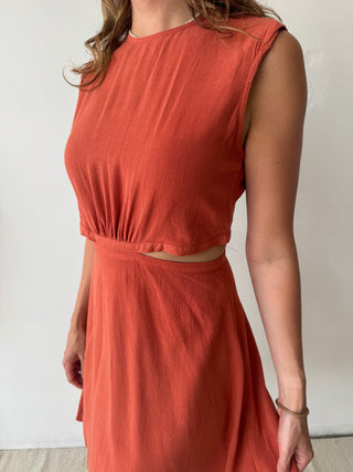 Terracotta cut out dress
