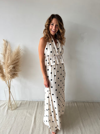 White polka dot set