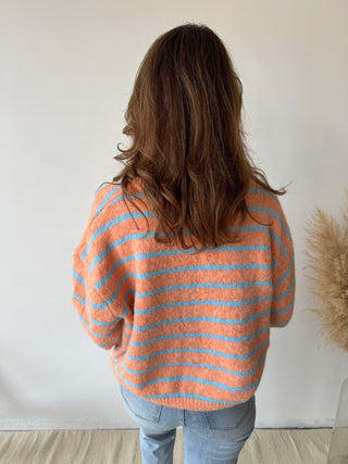 Blue stripes peach knit
