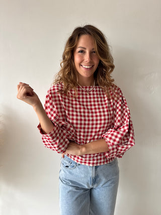 Vichy boatneck top