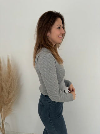 Soft grey ribbed top