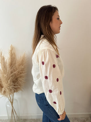 Burgundy flowers blouse