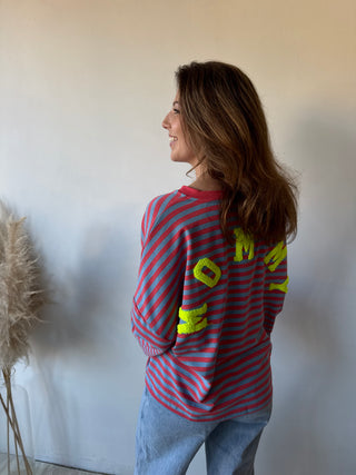 Yellow mommy striped sweater
