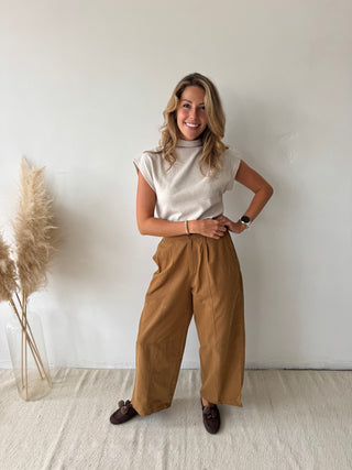 Camel barrel pants