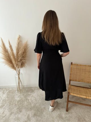 Simple black button dress