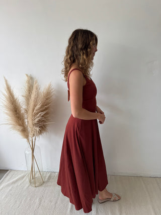Terracotta flare maxi dress