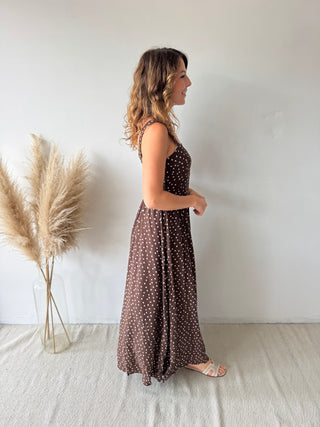 Brown polka maxi dress