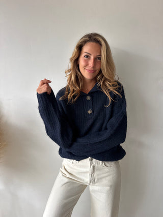 Collar soft navy knit