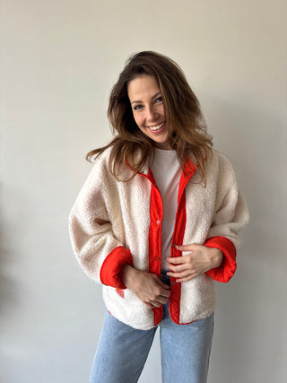 Orange teddy reversible jacket