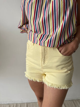 Yellow denim short