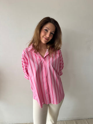 Pink fuchsia striped blouse