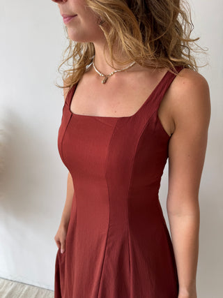 Terracotta flare maxi dress