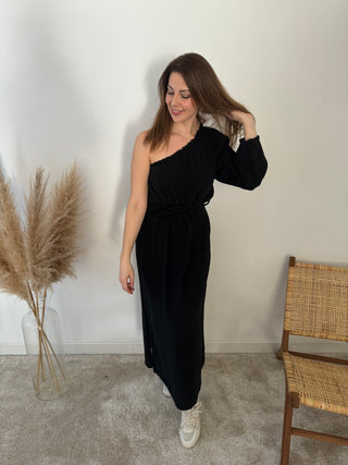 Black one sleeve tetra dress