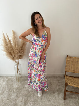 Colorful flowers maxi dress