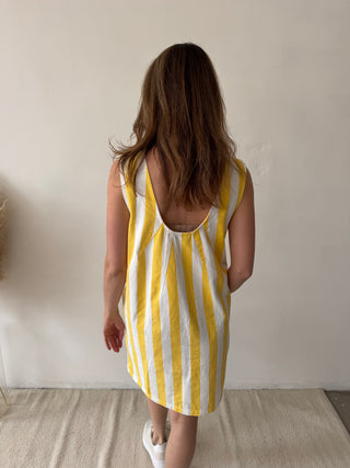 Yellow stripes denim dress