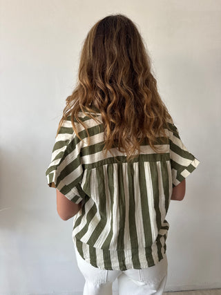 Kaki striped tetra top