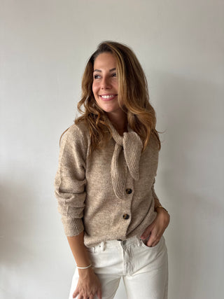 Taupe button scarf knit