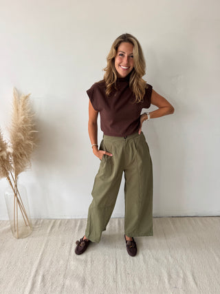 Kaki barrel pants