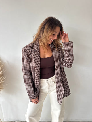 Brown checked blazer