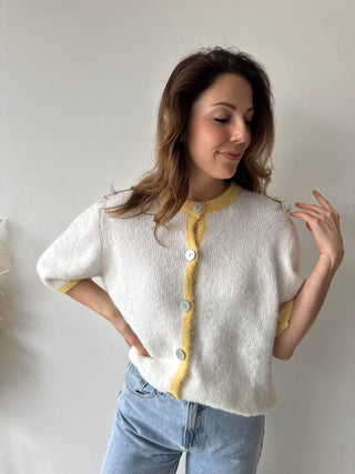 Yellow detail button knit